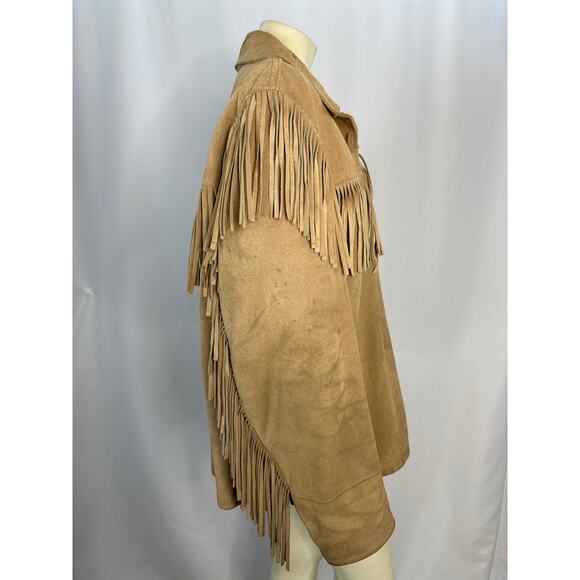 Vintage Mid Western sport tog brown leather fringed shirt made in USA size XL - Picture 11 of 17